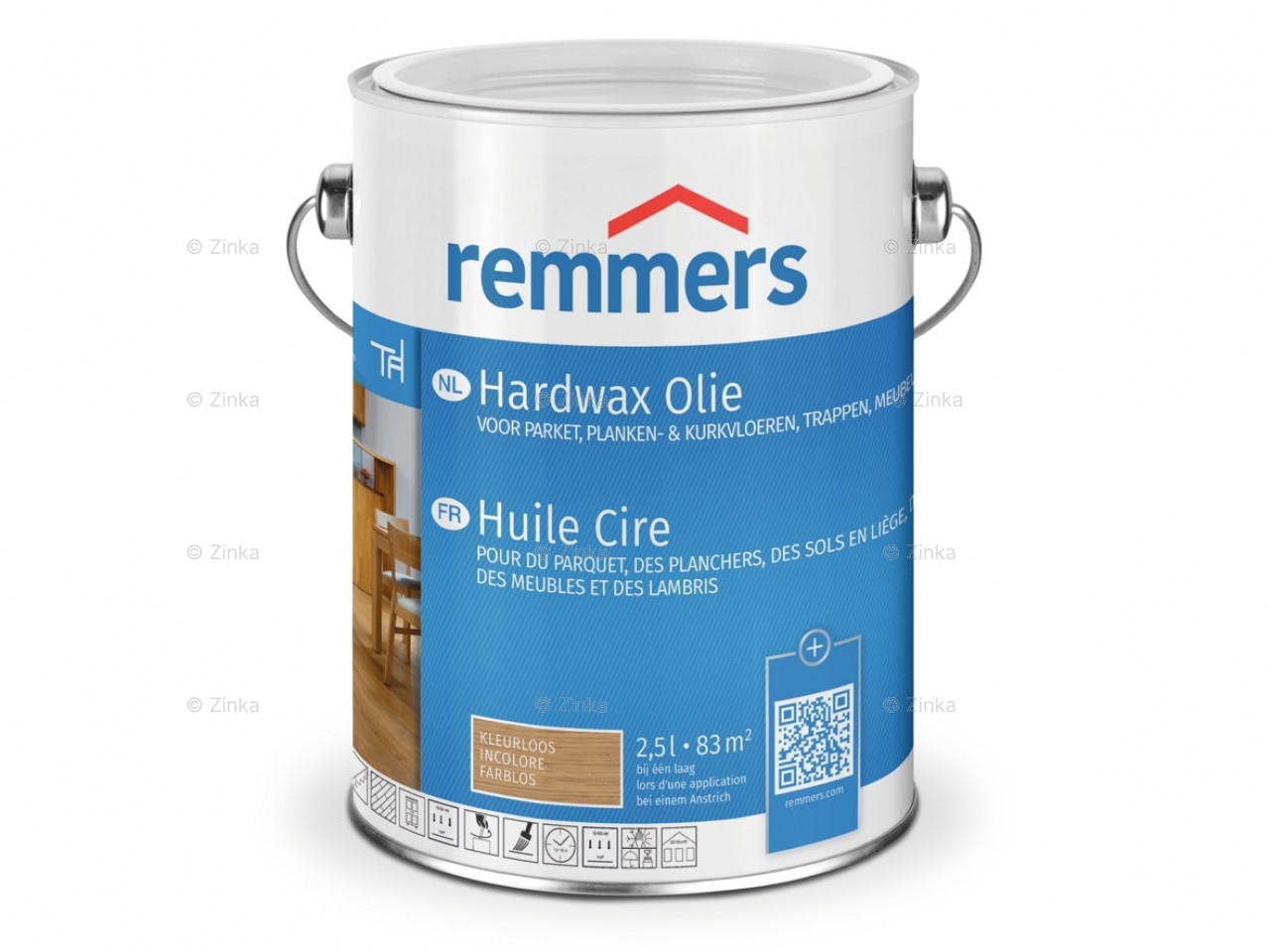 Blik hardwax olie, klaar voor het behandelen van een houten vloer voor duurzame bescherming