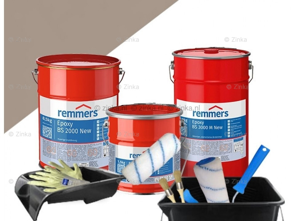 Complete set garagevloercoating steengrijs