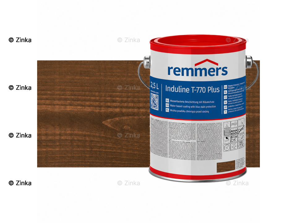 Verpakking Remmers Induline T-770 Plus palissander – kleurloze houtcoating voor buitengebruik, verkrijgbaar bij Bouwbescherming Webshop