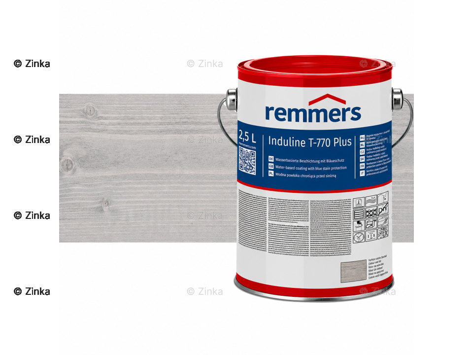 Verpakking Remmers Induline T-770 Plus toscanegrijs – kleurloze houtcoating voor buitengebruik, verkrijgbaar bij Bouwbescherming Webshop