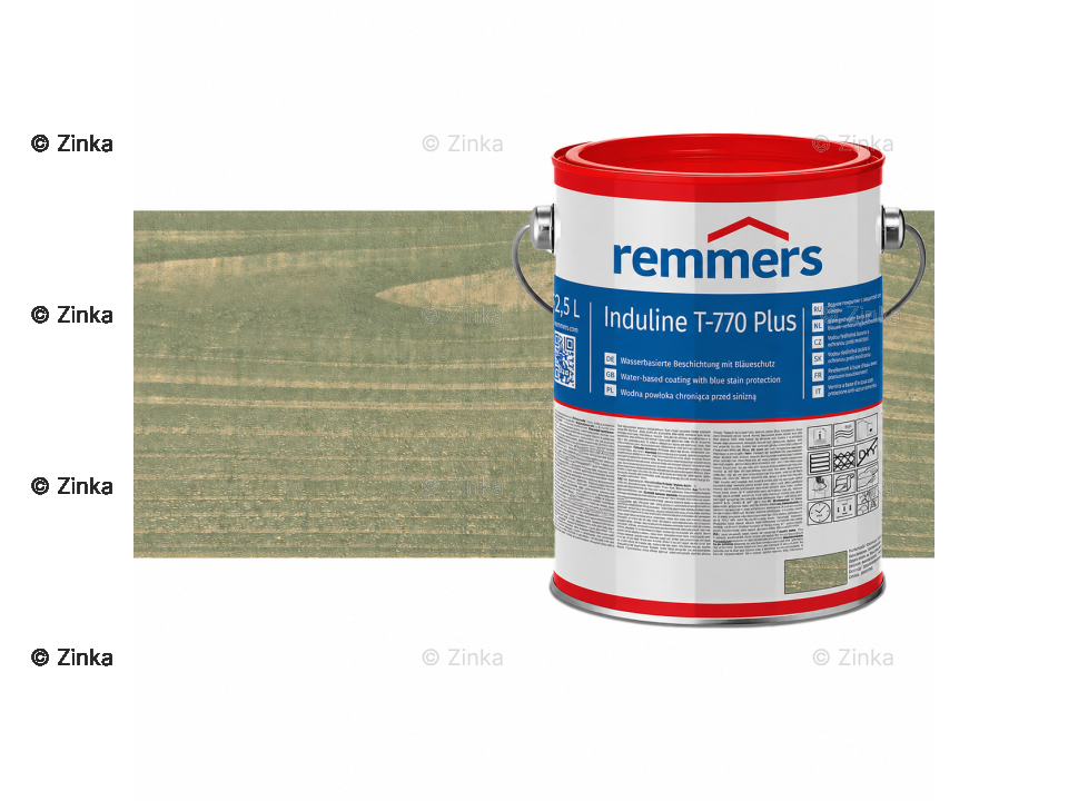 Verpakking Remmers Induline T-770 Plus zoutgroen– kleurloze houtcoating voor buitengebruik, verkrijgbaar bij Bouwbescherming Webshop