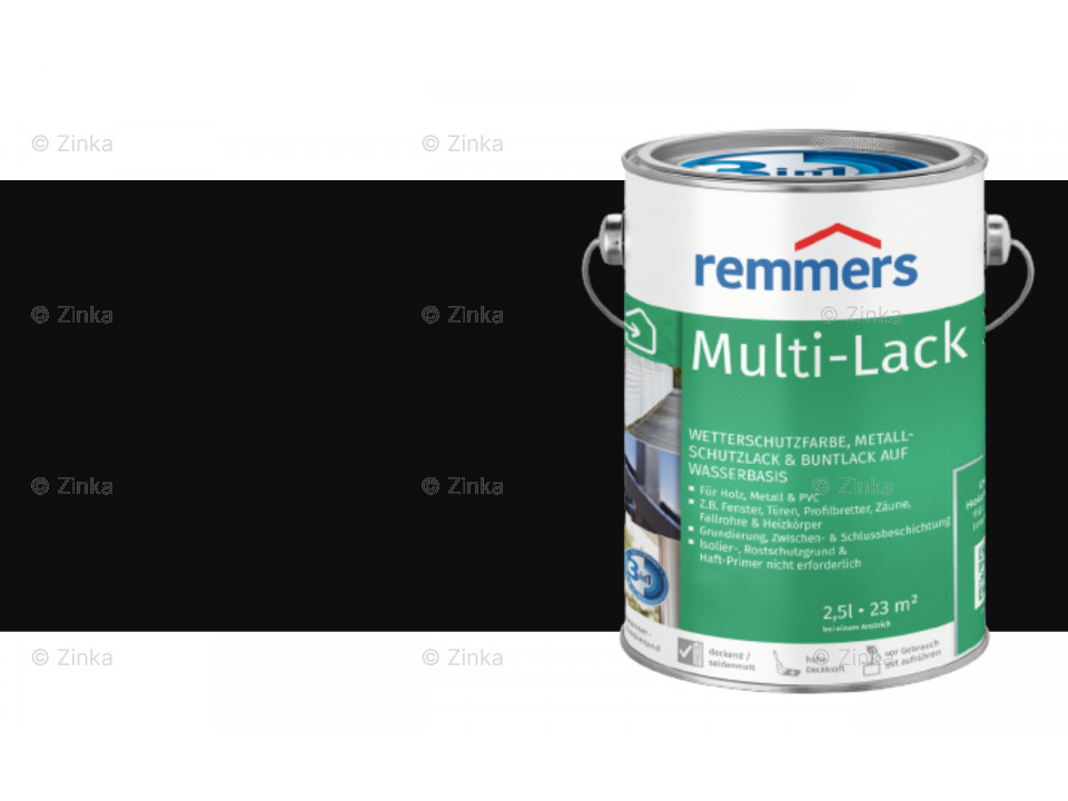 Remmers Multi-Lak 3-in-1 packshot - Weerbestendige lak voor hout, metaal en PVC-Remmers Multi-Lak 3-in-1 packshot - Weerbestendige lak voor hout, metaal en PVC-Diepzwart (RAL 9005)