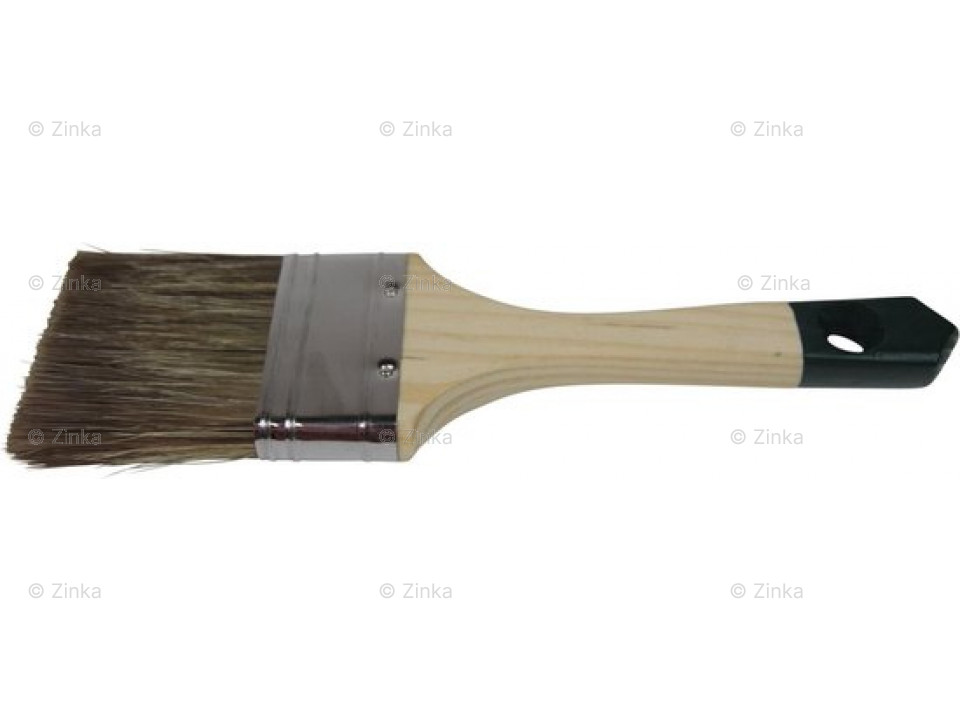 Beitskwast Plat 65 mm met gelakte houten steel en verzinkte bus, geschikt voor acrylbeits en witklussen.