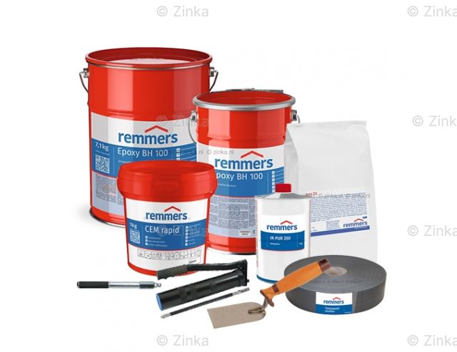 Injectieset ten behoeve van scheurafdichting in een betonnen (kelder)wand