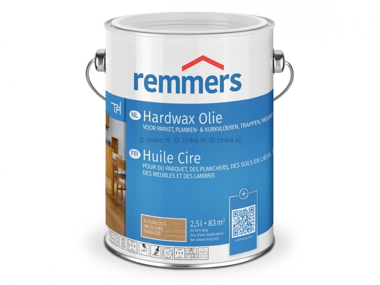 Blik hardwax olie, klaar voor het behandelen van een houten vloer voor duurzame bescherming