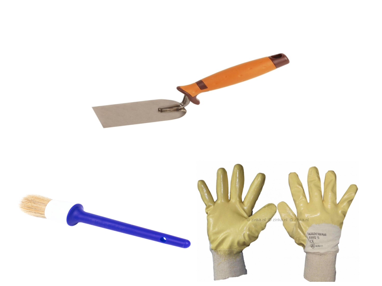 Snelcement verwerkingset 3-delig met bandtroffel, ronde kwast en werkhandschoenen voor Remmers snelcement