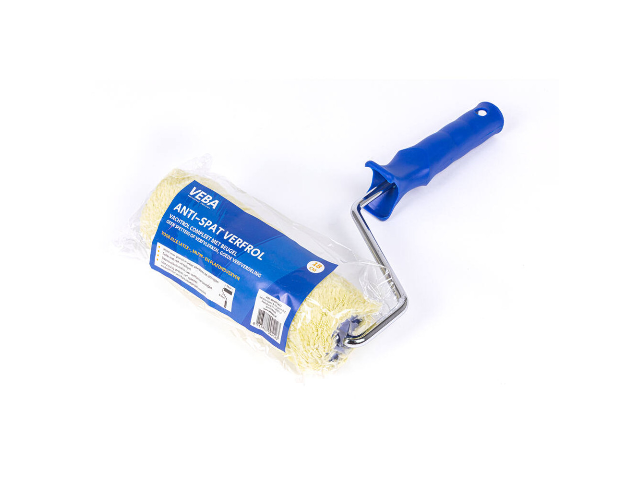 Verfroller anti-spat 18 cm met katoenen vacht en 8 mm beugel voor muur- en plafondverf, inclusief anti-spat functionaliteit