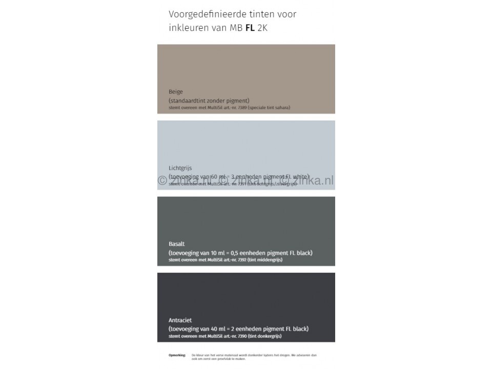 Pigment FL kleuren opties 