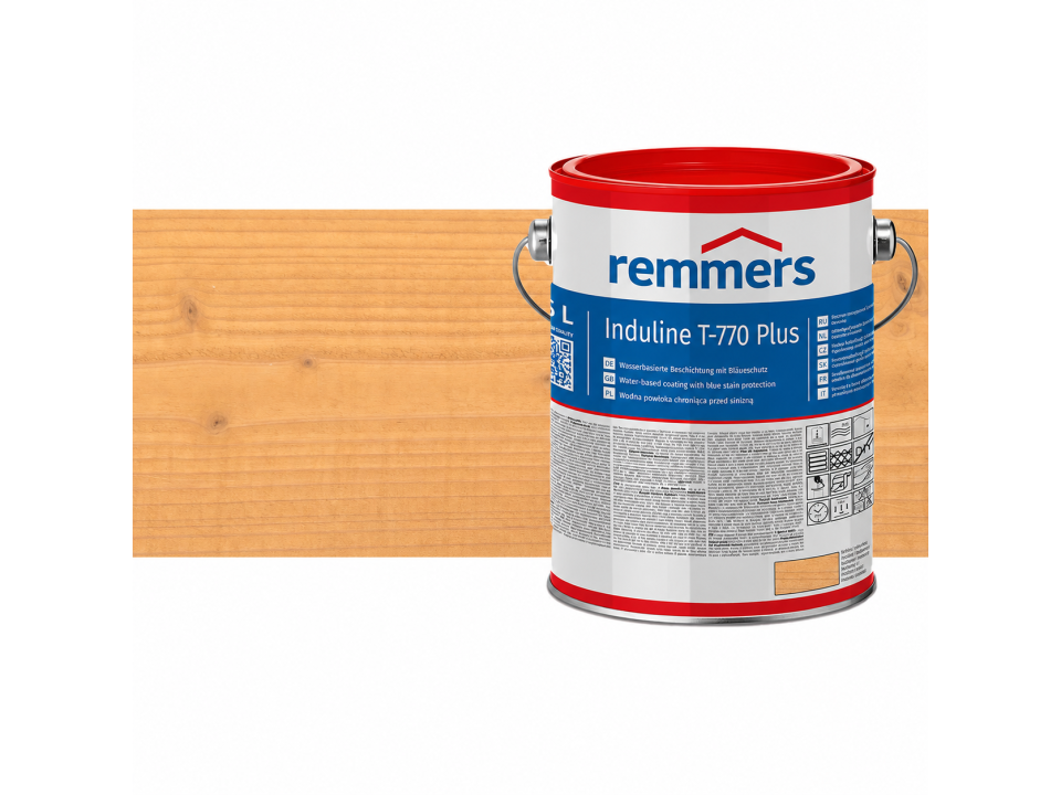 Verpakking Remmers Induline T-770 Plus douglas – kleurloze houtcoating voor buitengebruik, verkrijgbaar bij Bouwbescherming Webshop