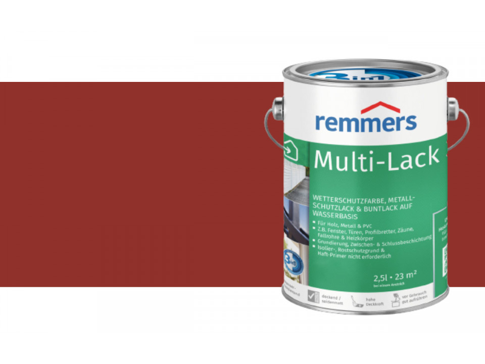 Remmers Multi-Lak 3-in-1 packshot - Weerbestendige lak voor hout, metaal en PVC-Remmers Multi-Lak 3-in-1 packshot - Weerbestendige lak voor hout, metaal en PVC-scandinavisch rood
