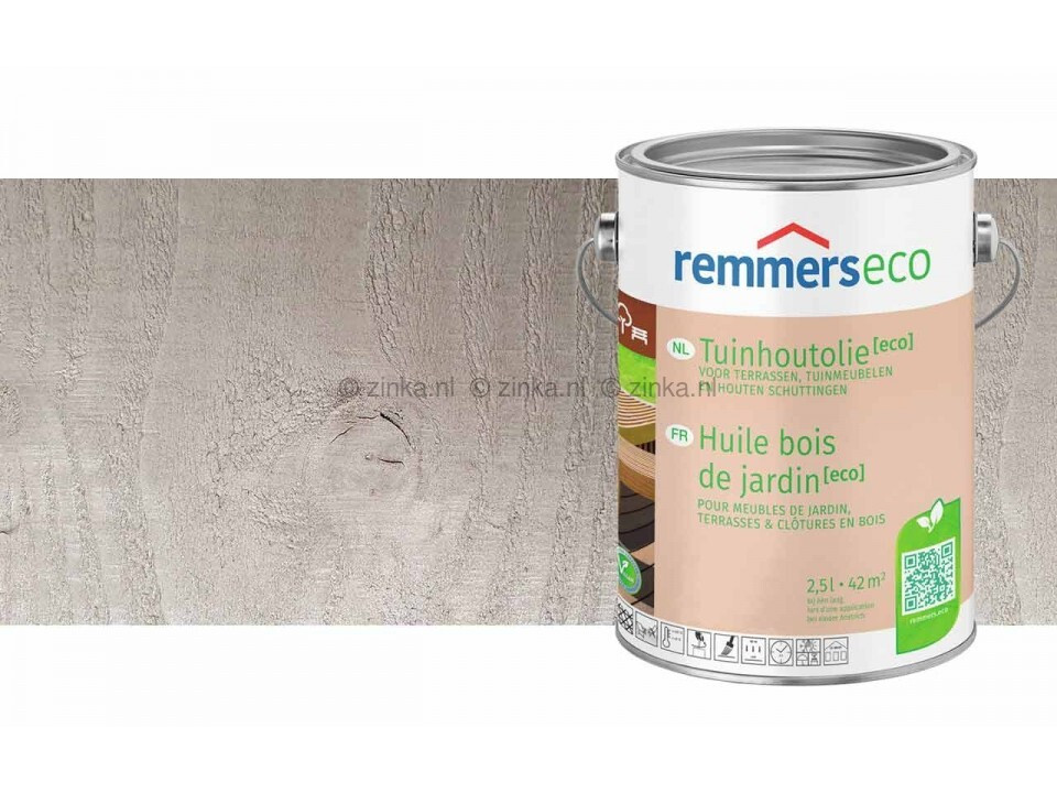 Proefverpakking van Remmers Tuinhoutolie ECO Platinagrijs (100 ml)